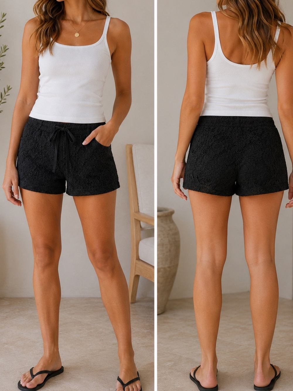 Guess Black Lace Coquette Y2K micro shorts– Size 25